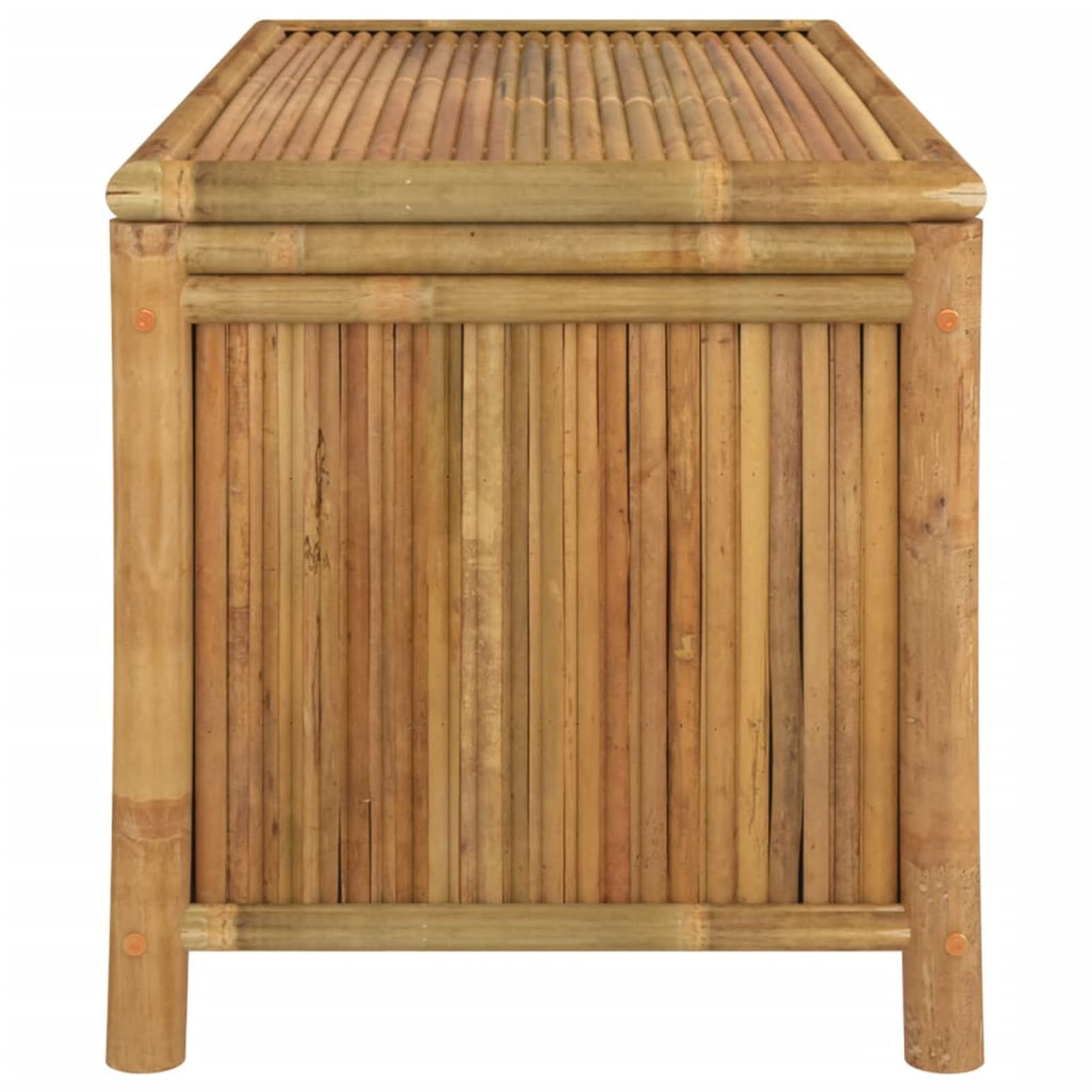 IKAYAA Baúl de Jardín, Arcón Exterior de Bambú, Caja de Almacenamiento con Bolsa Interior Resistente al Agua, Organizador Herramientas, 110 x 52 x 55 cm