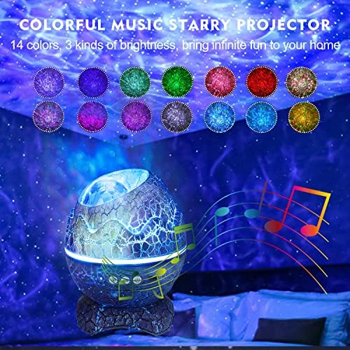 Galaxy Projector Star Night Light, Clefivie Star Projector with Soothing White Noise, Bluetooth Music Galaxy Light Projector, Rotating Night Light projector, Remote LED Starlight Projector for Bedroom
