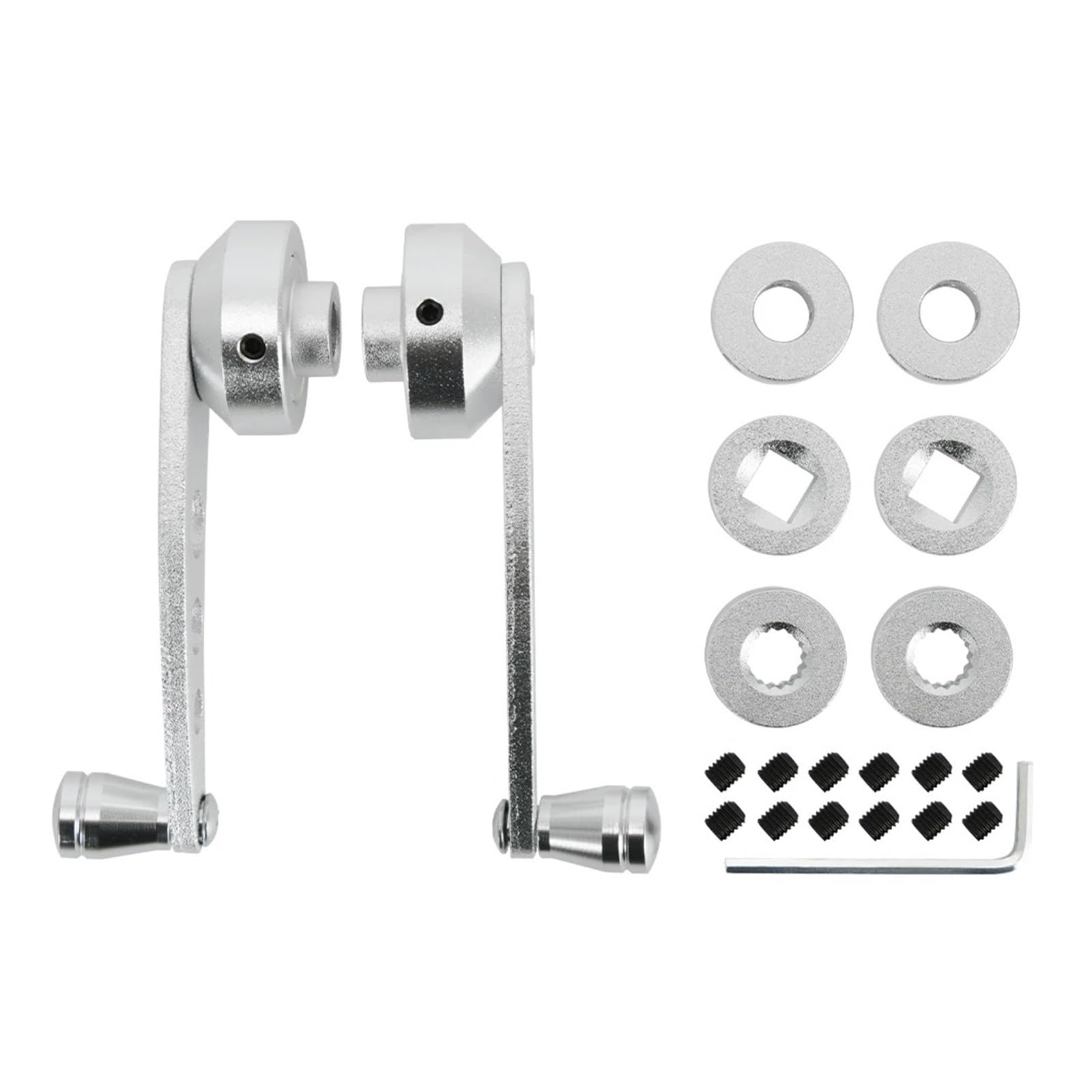 KIRYU Regulator for Universal 2 Pack Aluminum Alloy Car Manual Window Lifting Crank Handle Winder Lifter Riser Car(Sliver)