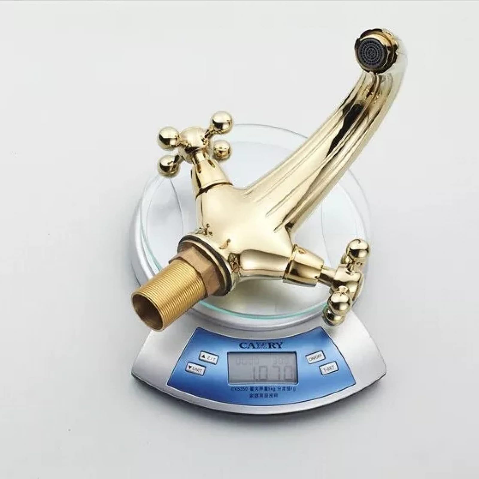 Grifo de baño dorado con doble manija cruzada para fregadero, grifo mezclador de un solo agujero, grifo de lavabo pulido