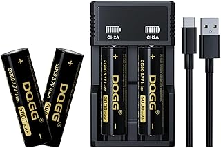 21700 Rechargeable Battery 3.7Volt 5000mAh High Capacity Flat Top for Flashlight Headlamp(4 Pack,21700 Battery+Charger)