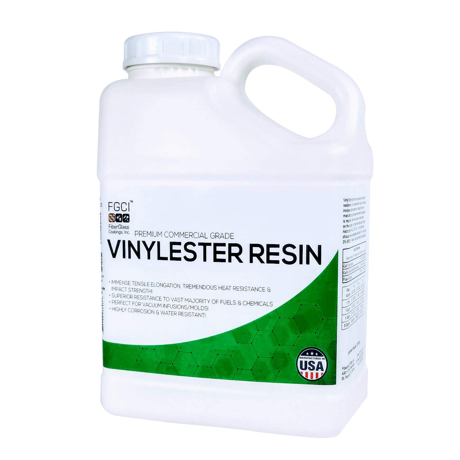 FGCI VINYL ESTER RESIN KIT, 1 GALLON KIT WITH 4 OZ MEKP, Professional Grade Boat Building VINYLESTER, Boat Fuel Tanks, Marine Based Repair, DIY Small to Large Model Plane Projects
