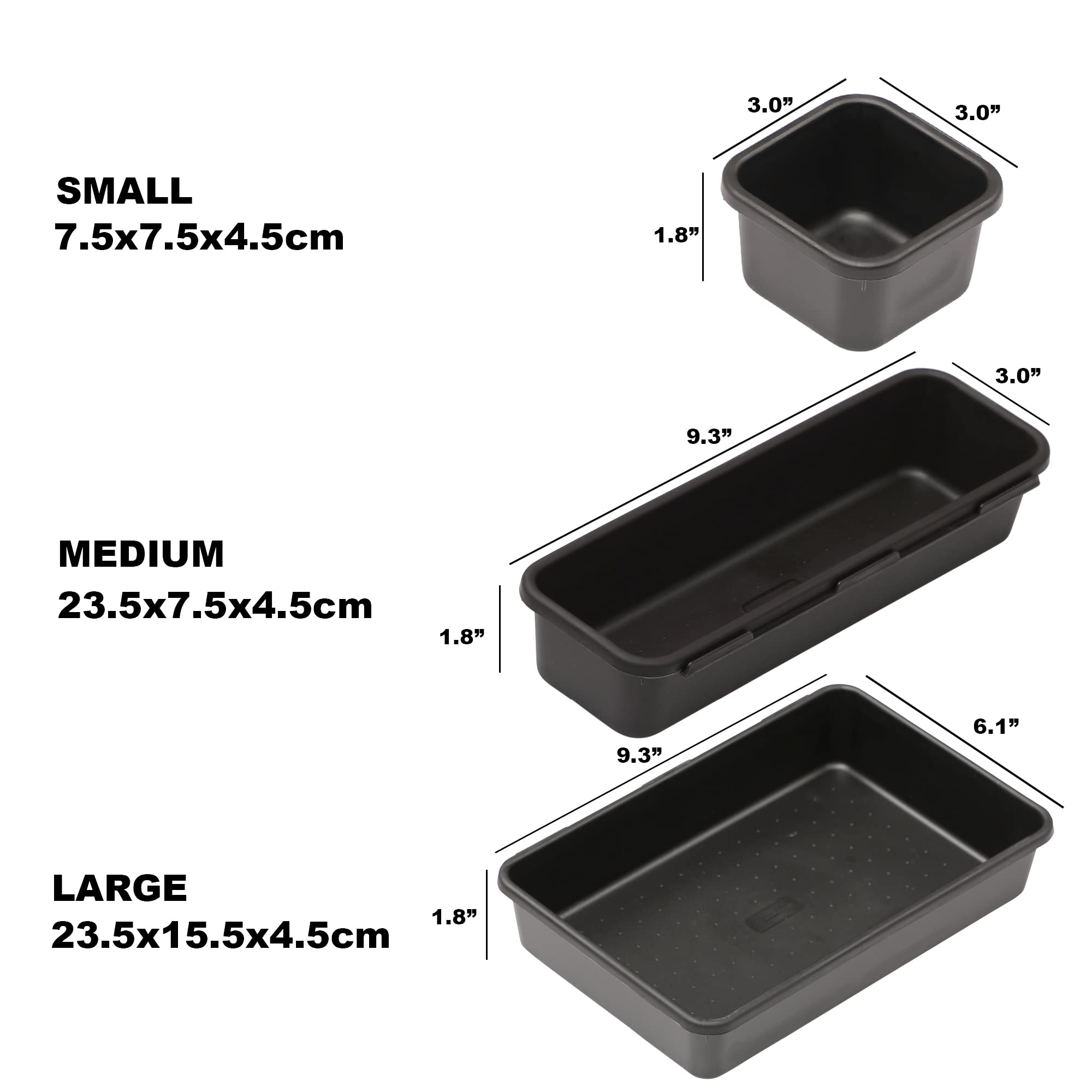 Cutting EDGE Interlocking Drawer Organizer (Set of 10, Black) 2
