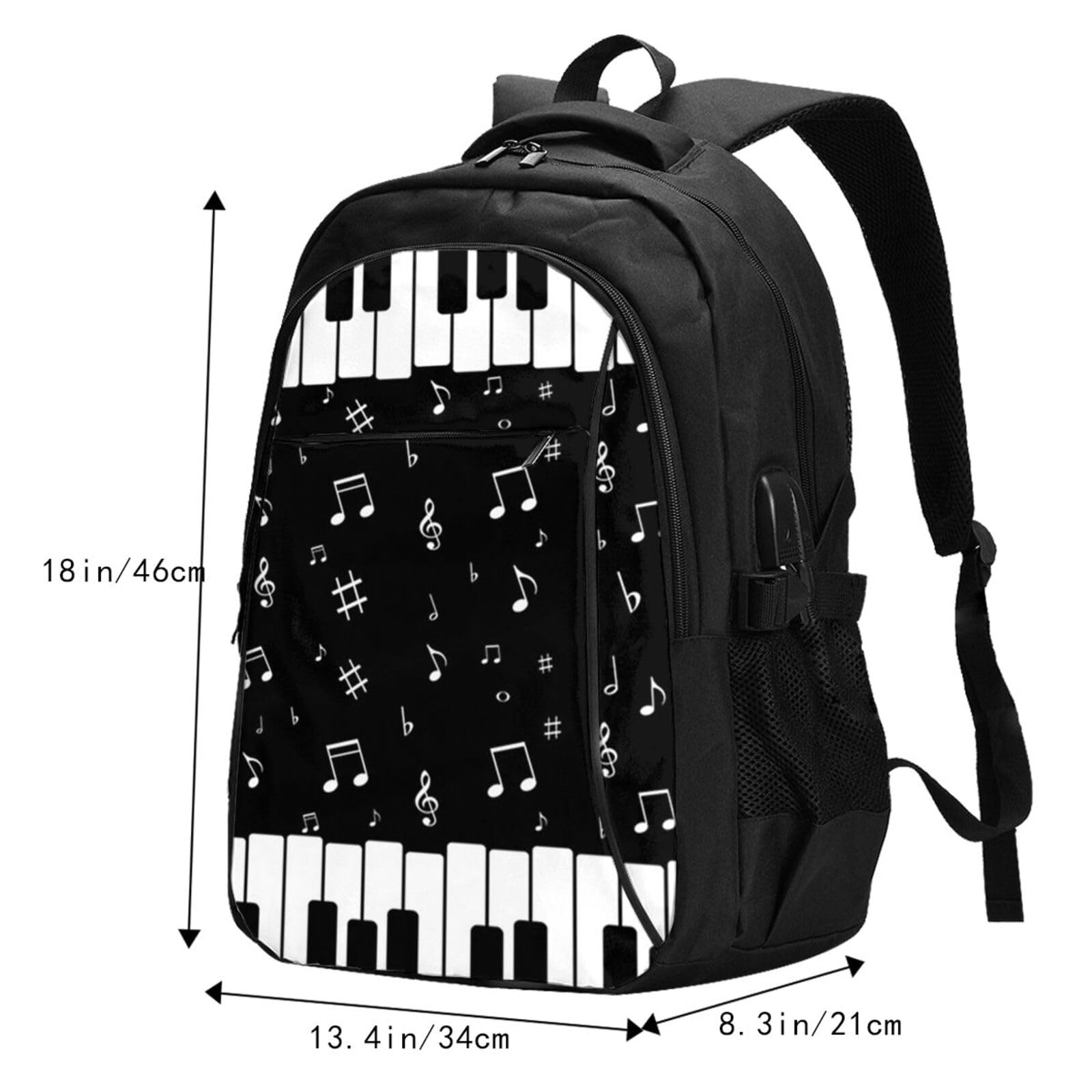 InOmak Musiknoten Klavier, Reiserucksack, Freizeitrucksack, Schulrucksack, Laptop-Rucksack für Damen und Herren