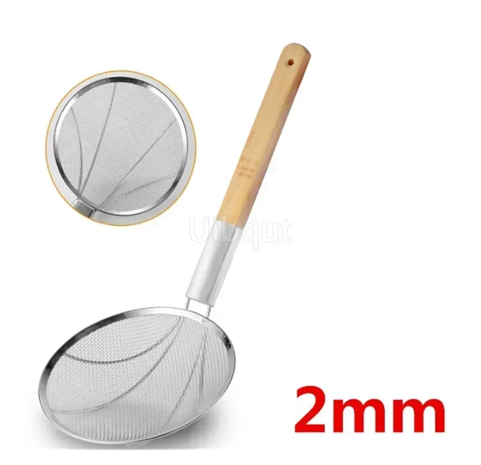 Küchensieb 1 stücke Edelstahl Große Lange Nudel Französisch Frites Siebe Sieb Korb Holzgriff Braten Net(24cm)
