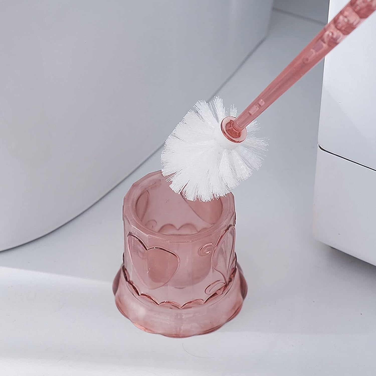 Toilet Bowl Brush Set with Long Handle and Holder – Compact Storage 360° Cleaning Brush for Bathroom Home Toilet Cleaner Brush