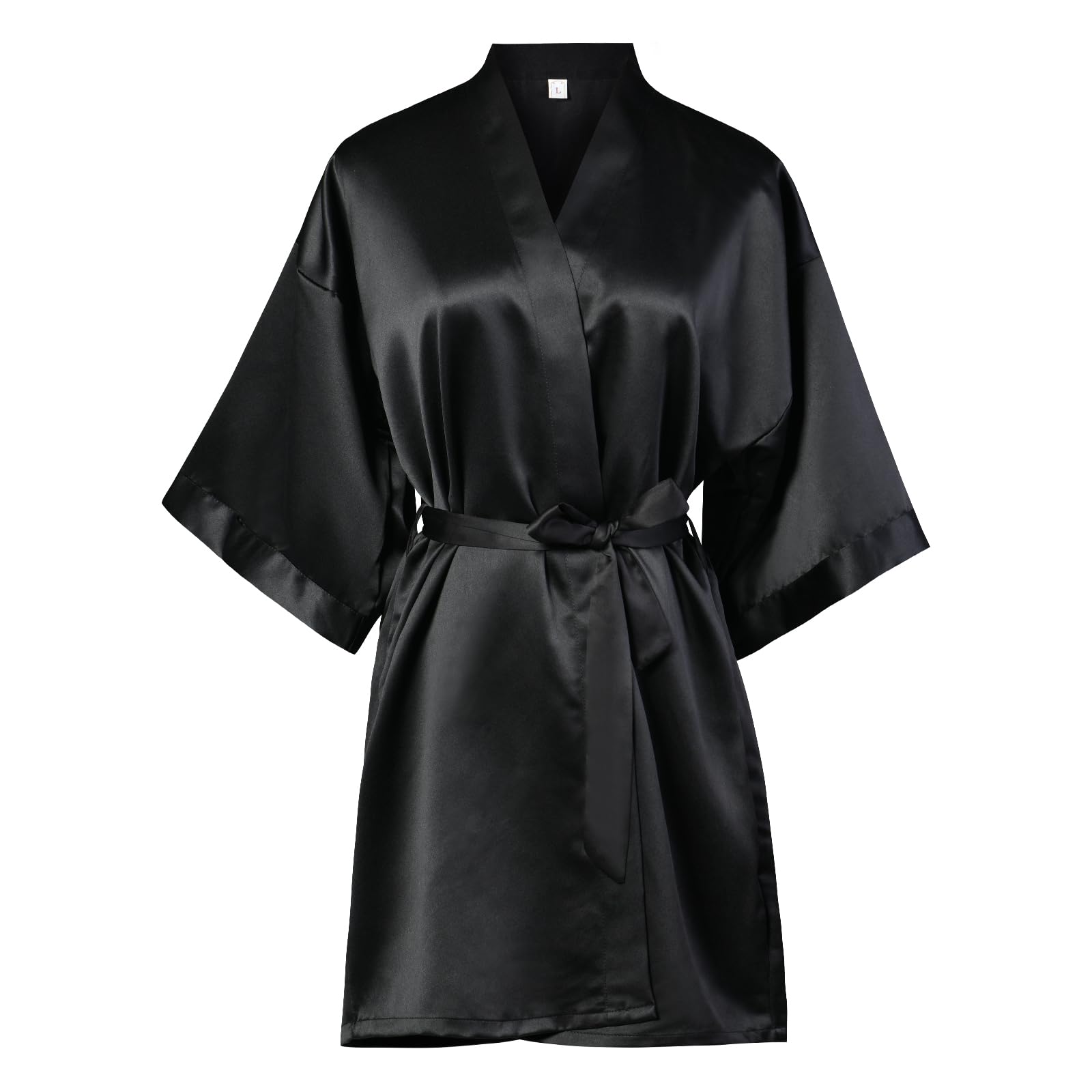 flintronic Damski satynowy szlafrok kimono, lekki luksusowy szlafrok, nocny szlafrok ślubny z dekoltem 3/4, odpowiedni do spa/hotelu/salonu