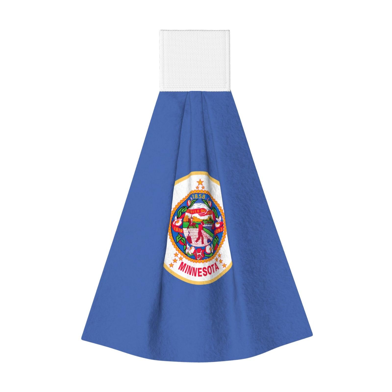 DUWAA Minnesota State Flag Print Hanging Hand Towel Quick Dry Bathroom Towel Soft Kitchen Towel