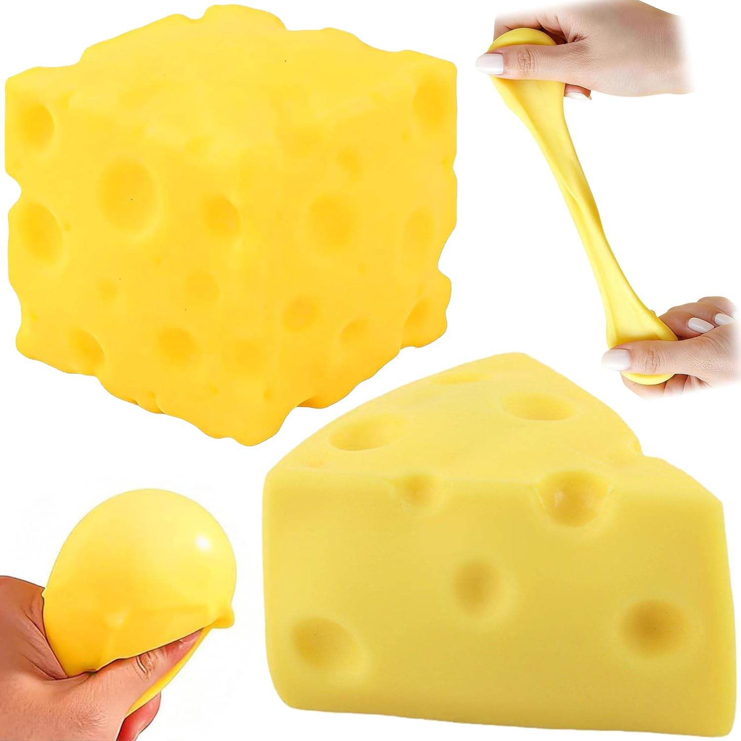 Cheese Squeeze Toy, 2PCS Cheese Cube Stress Ball Fidget Toy Squeeze Cubes Stress Toys Sensory Toys stress Relief Novelty Gag toys for Adults â image 1