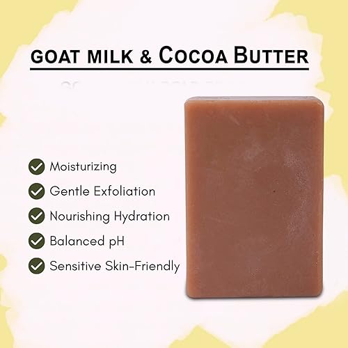 Miniatura 4 de SVATV Jabón hecho a mano con hierbas naturales y calmantes de leche de cabra y manteca de cacao para hombres y mujeres, barra exfoliante, jabón de