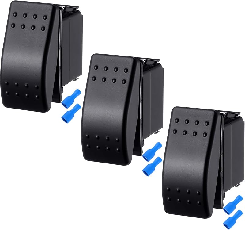 Kit 3 Interruptores Basculantes Marítimos Relaxweex 12 V 20 A SPST 2 Pinos Liga/Desliga – Preto