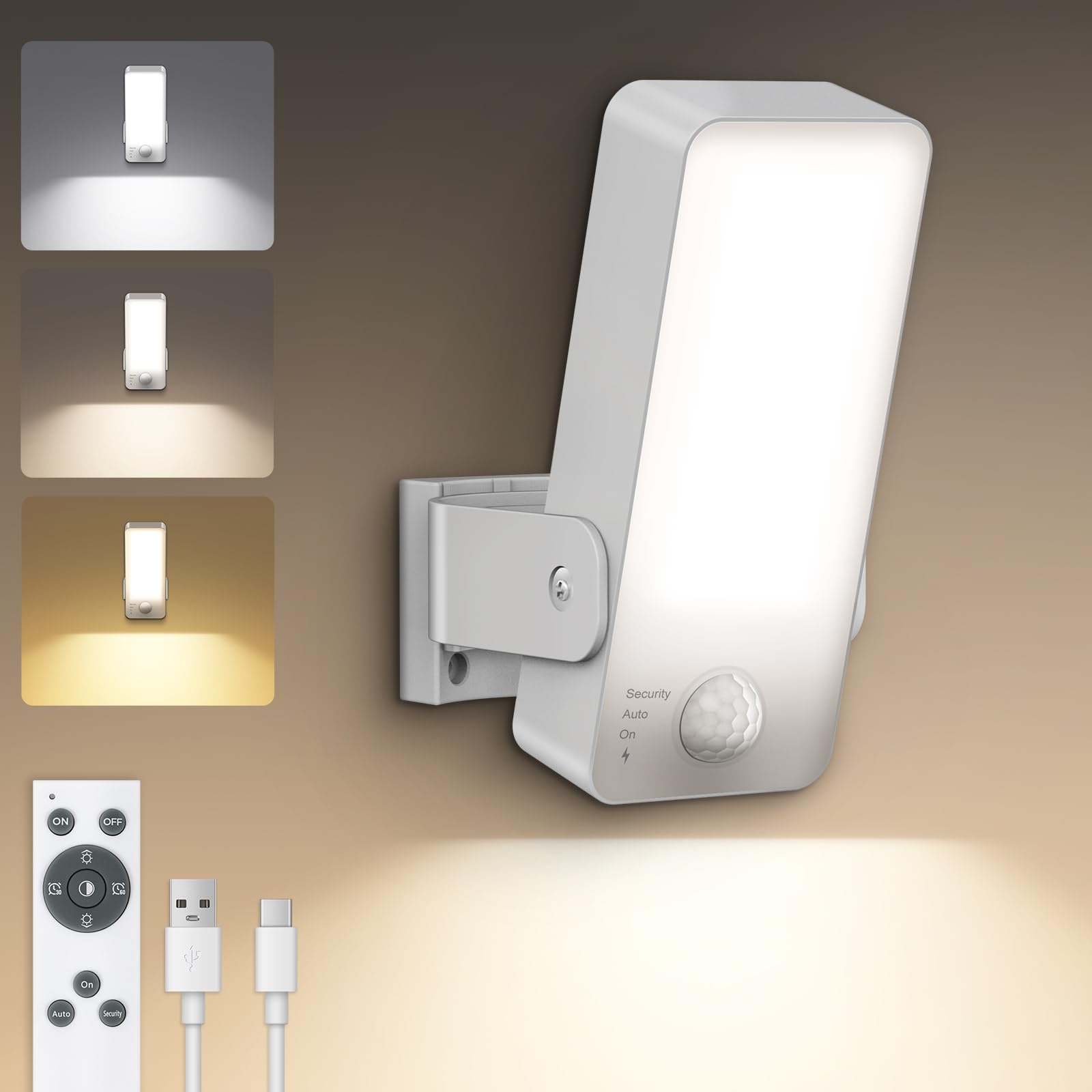 Batterie LED Strahler mit Bewegungsmelder Aussen, 10000mAh Akku Aussenlampe mit Bewegungsmelder IP65 Wasserdichte 3 Modi Dimmbar Wandleuchte Ohne Stromanschluss für Veranda,Garage,Garten- Weiß 1 Stück