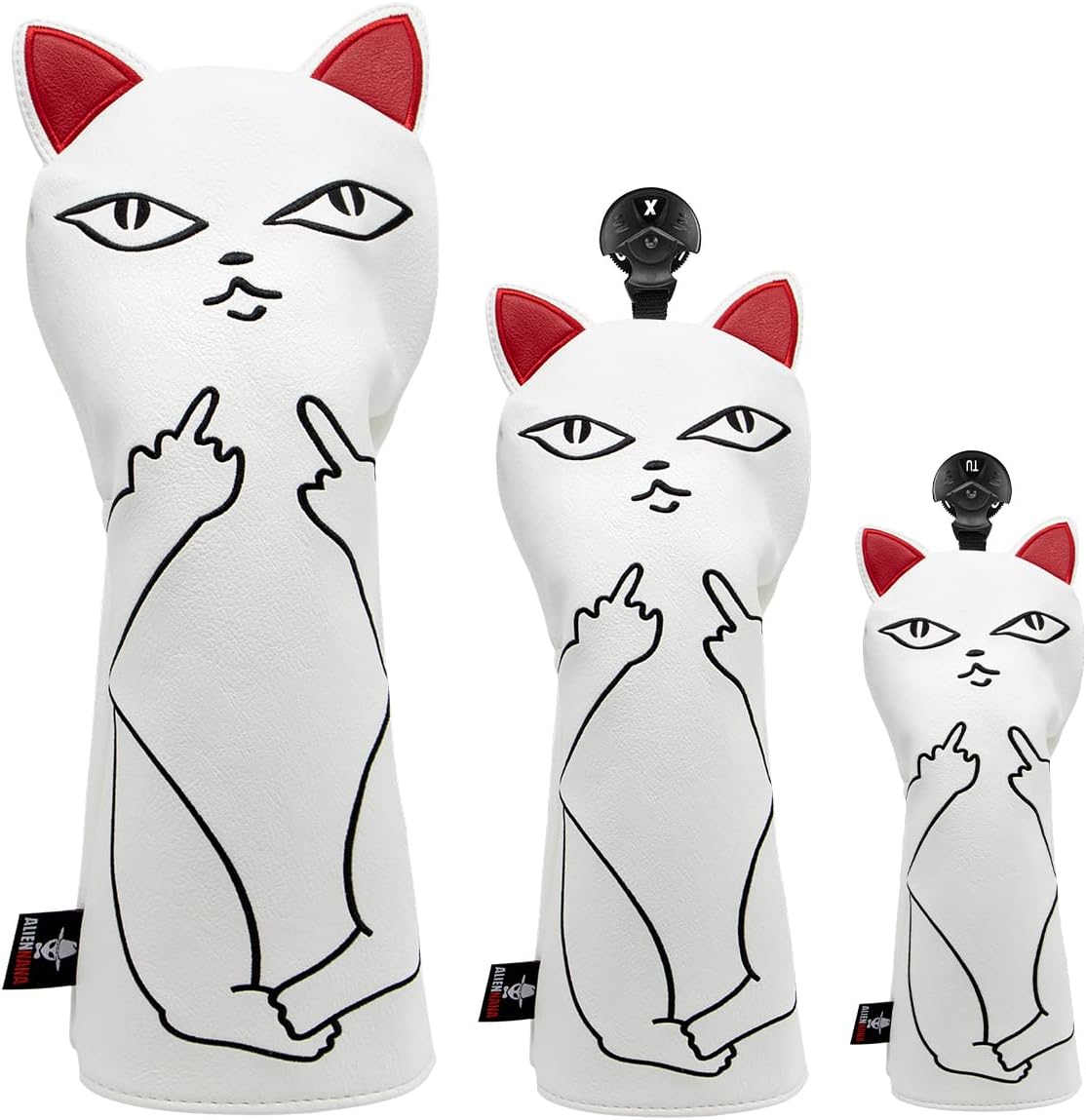 Golf Club Head Covers Cute Cat 3 Wood Headcovers Embroidery Driver Covers Wood Headcover Hybird Head Covers for Golf Clubs