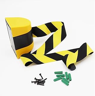 HHCCTEO 2M/3M/5M/10M Safety Retractable Wall Belt Length Wall Barrier with Yellow/Black Striped Caution Belt for Separated Region(5m/16.4ft)