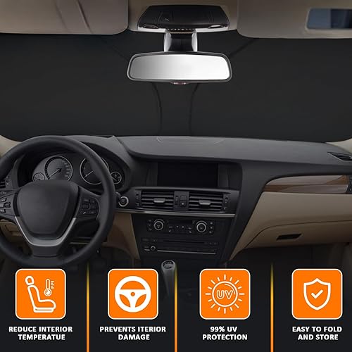 Miniatura 9 de D-Lumina Parasol para parabrisas para BMW X3 2018-2023, plegable, bloquea los rayos UV, protector de visera frontal, accesorios interiores