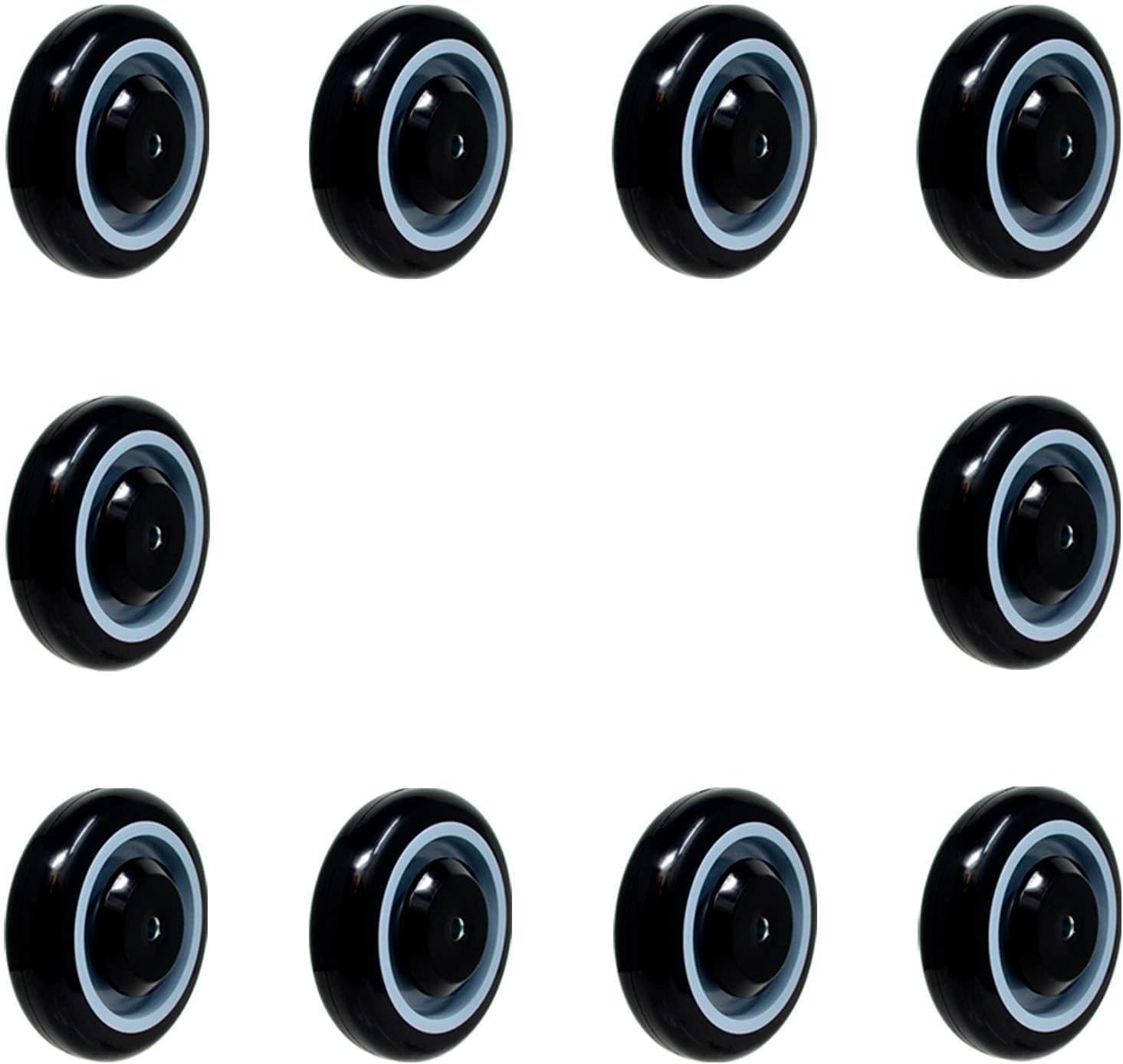 SYRATION 5" 10 Pack Polyurethane Stepped and Full Tread Face w/Double Ball Bearing Shopping Cart Wheel 2500 lbs Total Capacity (5 inches Pack of 10, Black Gray Full Face)