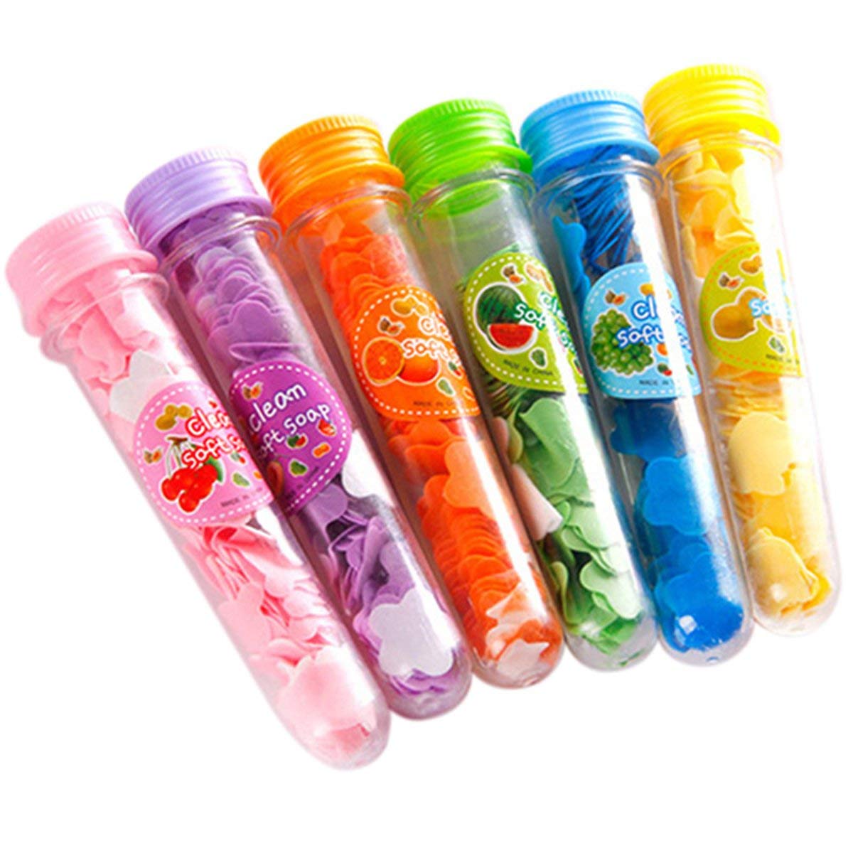 Soft Paper Soap In Flower Design Tube Shape Bottle Assorted/Random Color Set of 2