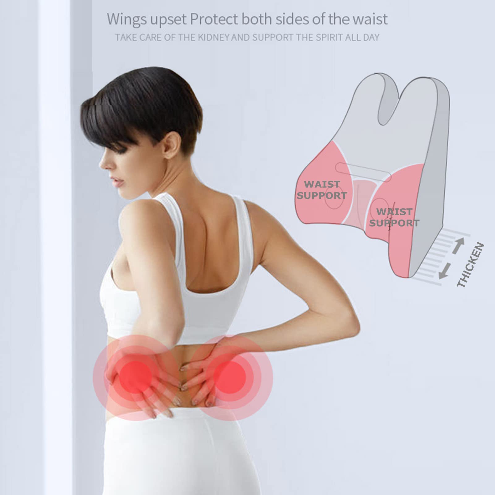 Almohada Lumbar, Repaldo Lumbar para Silla Oficina, Cojin Lumbar Coche con Esponja Memoria, Reduce el Dolor y Alivia la Fatiga (Rosa,43 * 39 * 16cm)