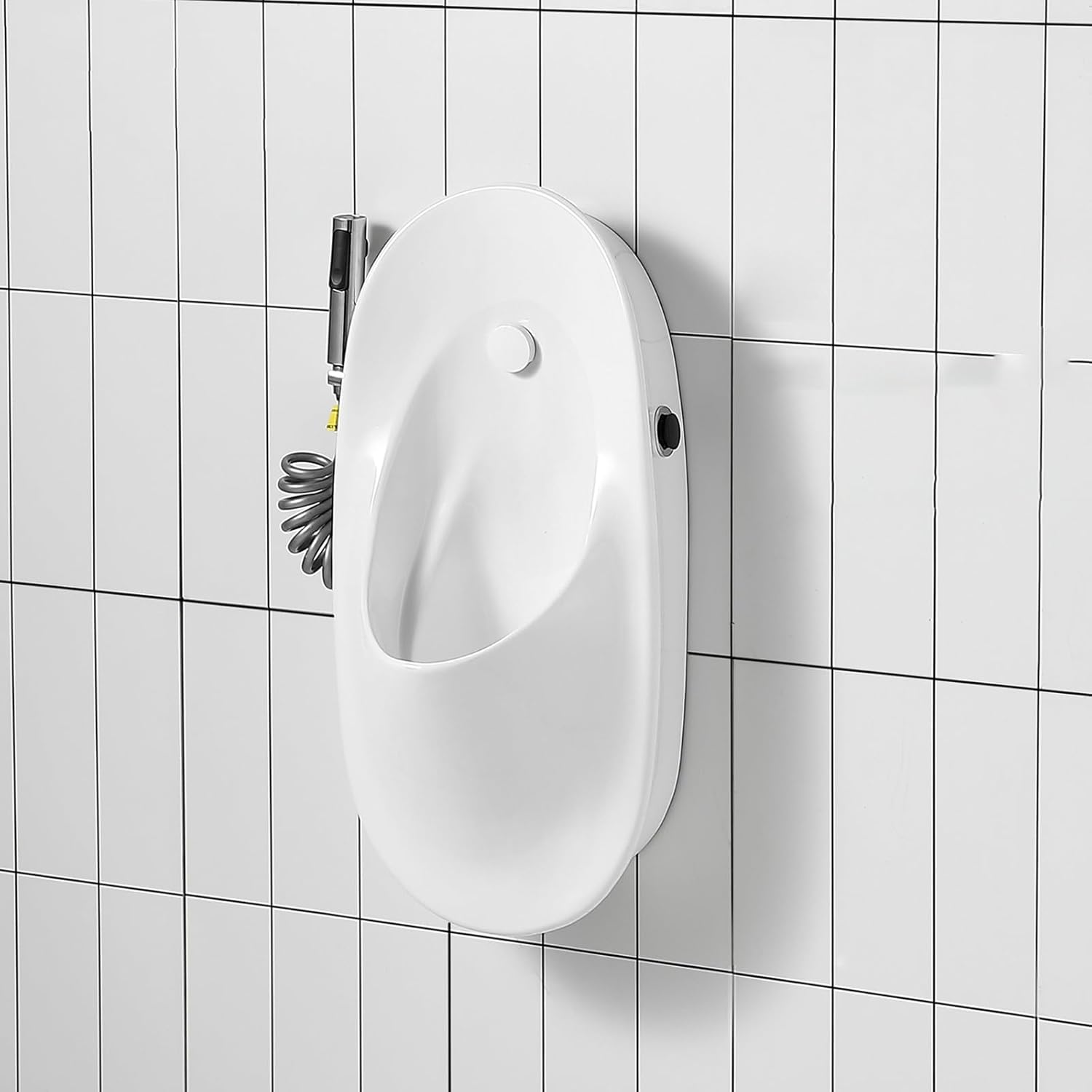 Wall Mounted Ceramic Urinal Waterless Urinals for Men Universal Washout High Efficiency Urinal White Intelligent Sensor Flush for Home Hotel Bathrooms Restrooms