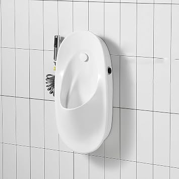 Wall Mounted Ceramic Urinal Waterless Urinals for Men Universal Washout High Efficiency Urinal White Intelligent Sensor Flush for Home Hotel Bathrooms Restrooms