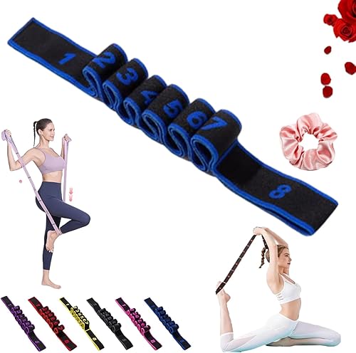 Miniatura 12 de Banda de resistencia de fitness para estiramiento y yoga, bandas elásticas multifuncionales, 8 bucles, bandas elásticas de ejercicio, equipo de