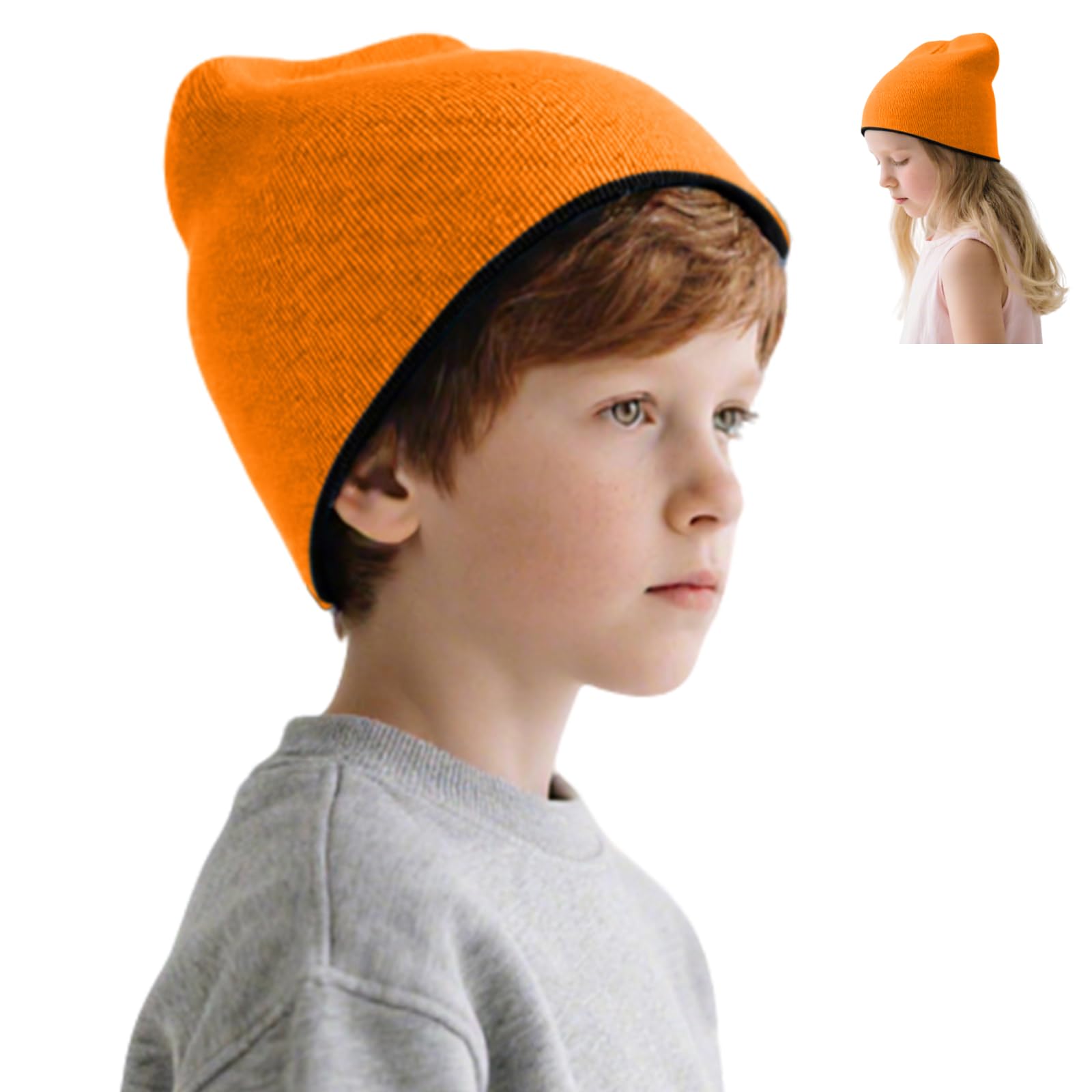 Rosoz Kids Reversible Skull Beanie for Boy Girl, Kids Winter Warm Beanie