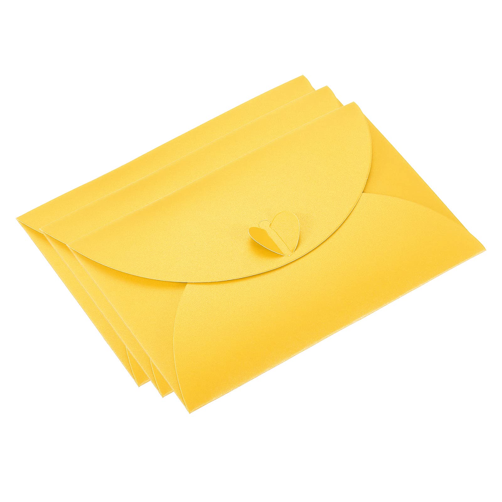 PATIKIL Gift Card Envelopes, 50 Pack Heart Shaped Clasp Photo Gift Card Holders Mini Envelope for Birthdays Weddings Yellow