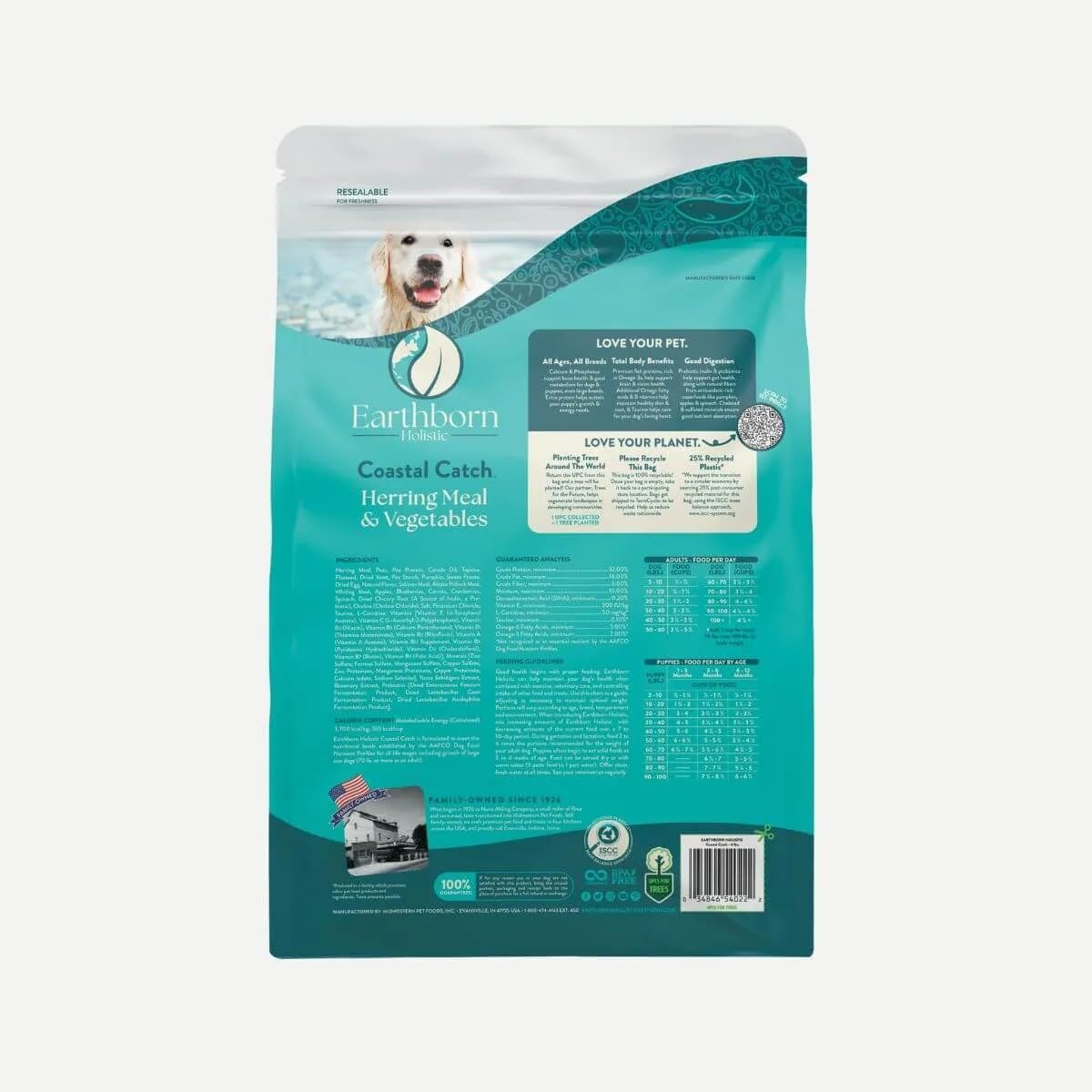 Earthborn Coastal Catch Dry Dog Food Herring Protein Grain Free USA 25 lb