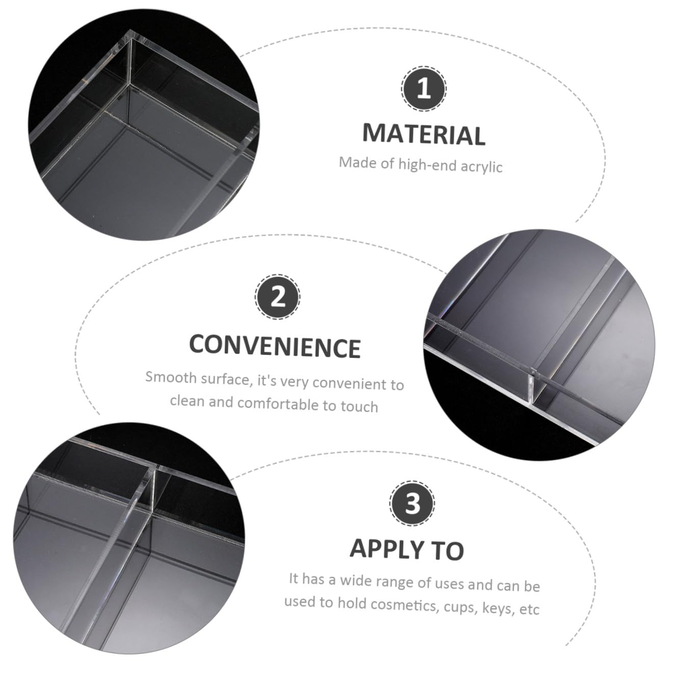 SHERCHPRY 3piezas Organizador De Maquillaje Acrílico Transparente Compartimentos para Cosméticos y Accesorios Mesas De Tocador y Baños Diseño y