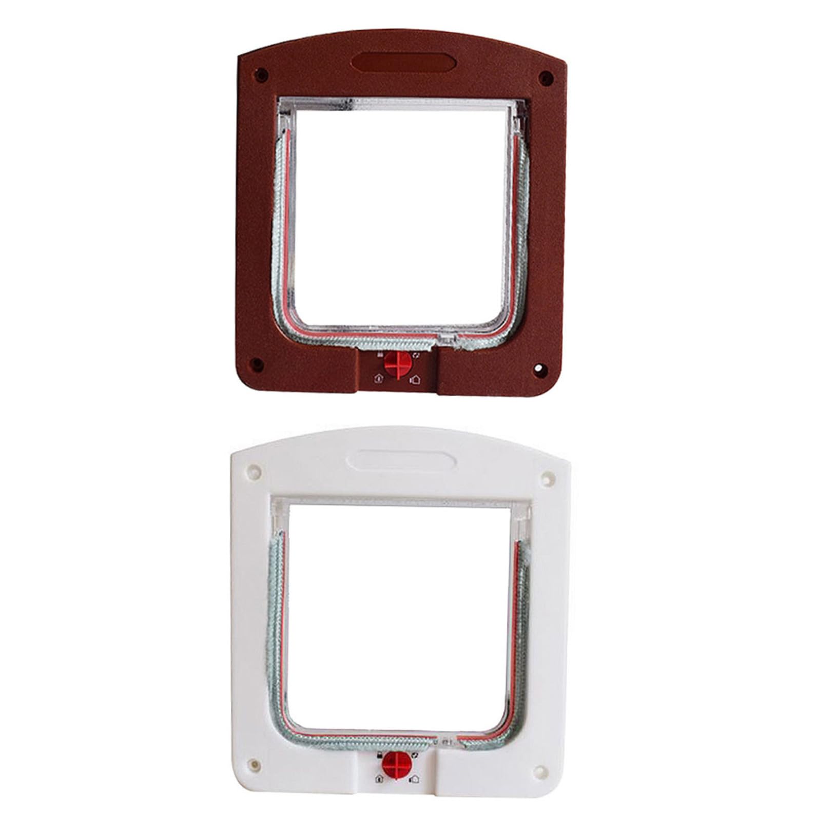Luxshiny Lot de 2 Chatières pour Petits Chiens et Chats, Porte à Ouverture et Verrouillable, Petite Taille, Matériaux Résistants aux Intempéries, Blanc et Marron, Installation Murale