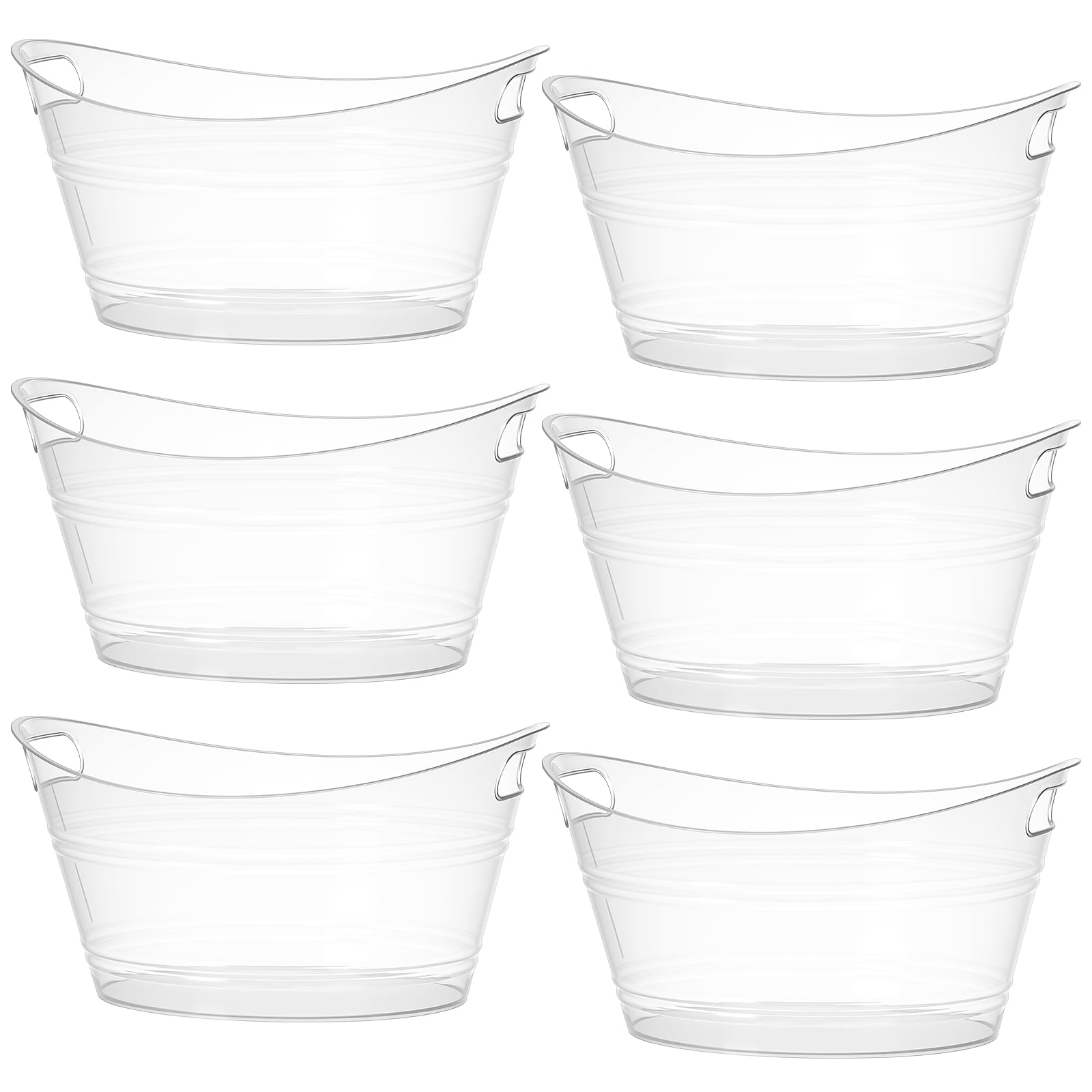 Patelai 6 cubos de hielo a granel, cubos de hielo de plástico con asas, cubeta de almacenamiento ovalada, tina de bebida de hielo de gran capacidad para fiestas, bares, vino, cerveza, champán, bebidas