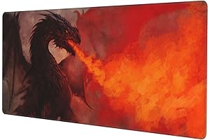 Black Winged Dragon Fire Extended Mouse Pad