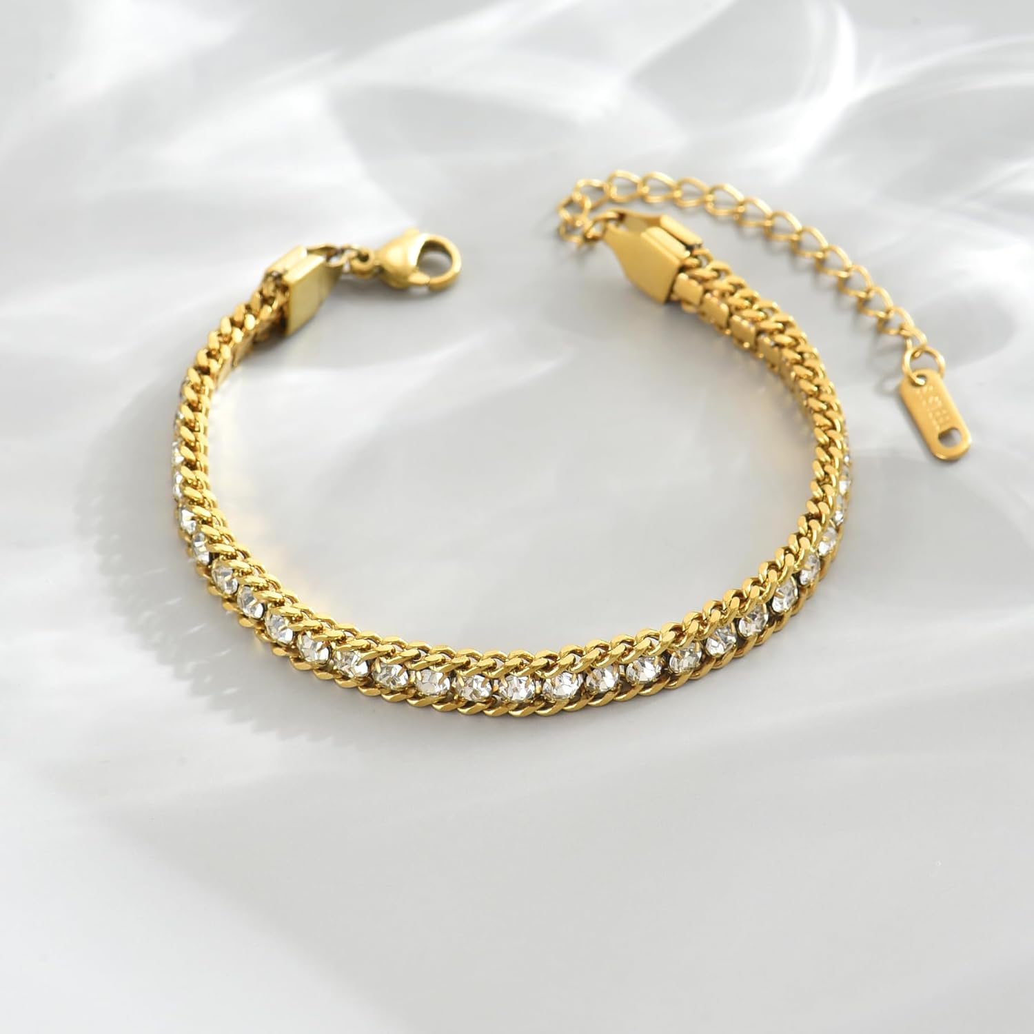 18K Gold Plated Beaded Bracelets for Women Dainty Layered Shiny Rope Chain Cubic Zirconia Tennis Bracelet Trendy Jewelry Christmas Gifts - Image 5