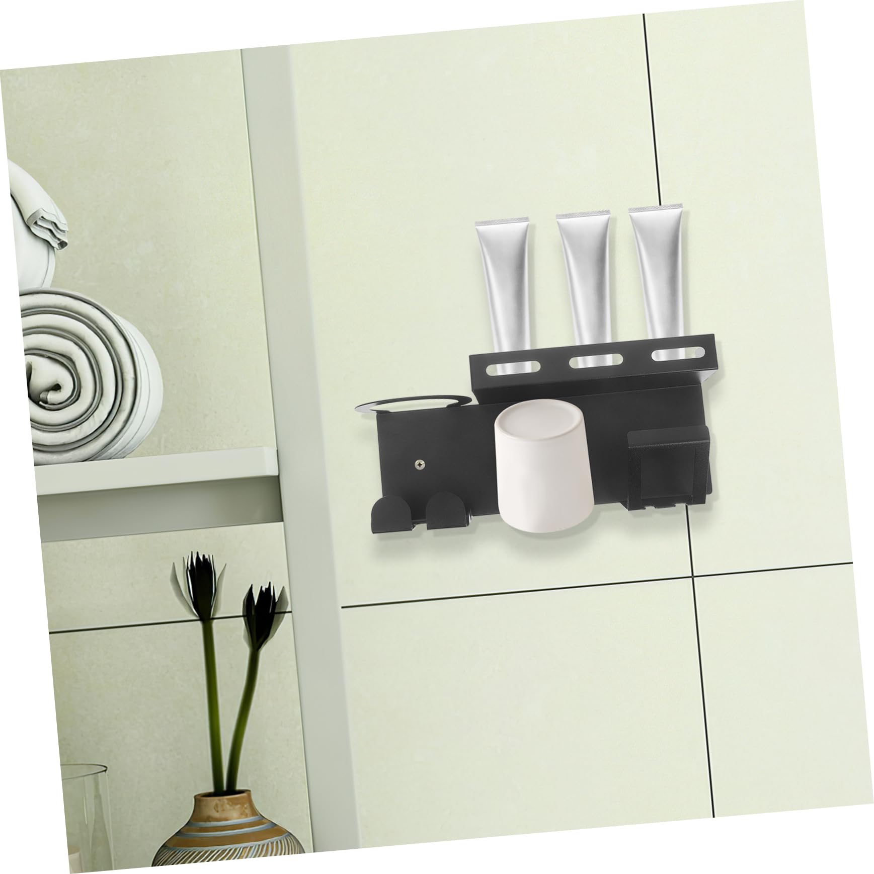 Porte-brosses à Dents Mural Double en Acier Inoxydable Noir
