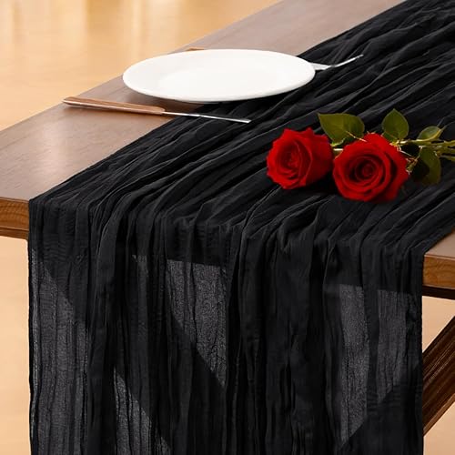 Socomi Black Table Runner Boho Rustic Gauze Easter Spring 120