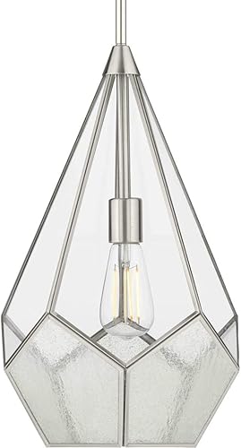 Cinq Collection - Lámpara colgante global de cristal transparente (níquel cepillado)