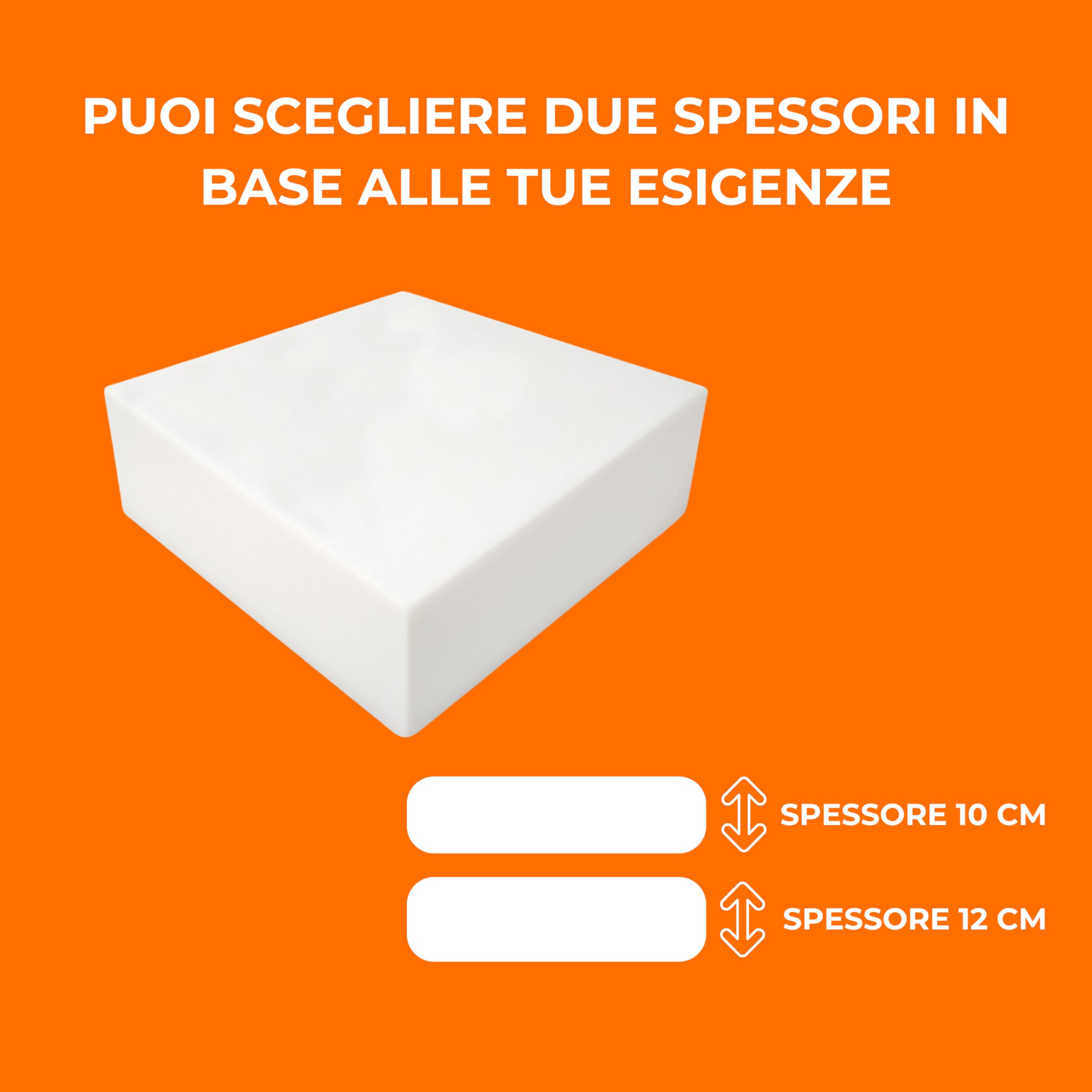 Arredamico Mousse 60 x 60 cm, mousse pour rembourrage épaisseur 10 et 12, éponge pour rembourrage densité 18,25,30, polyuréthane expansé, idéal pour les sièges (25, épaisseur 12)