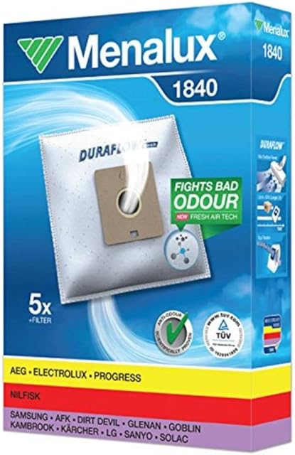 Menalux 1840 Pack of 5 Dustbags and 1 Motor Filter