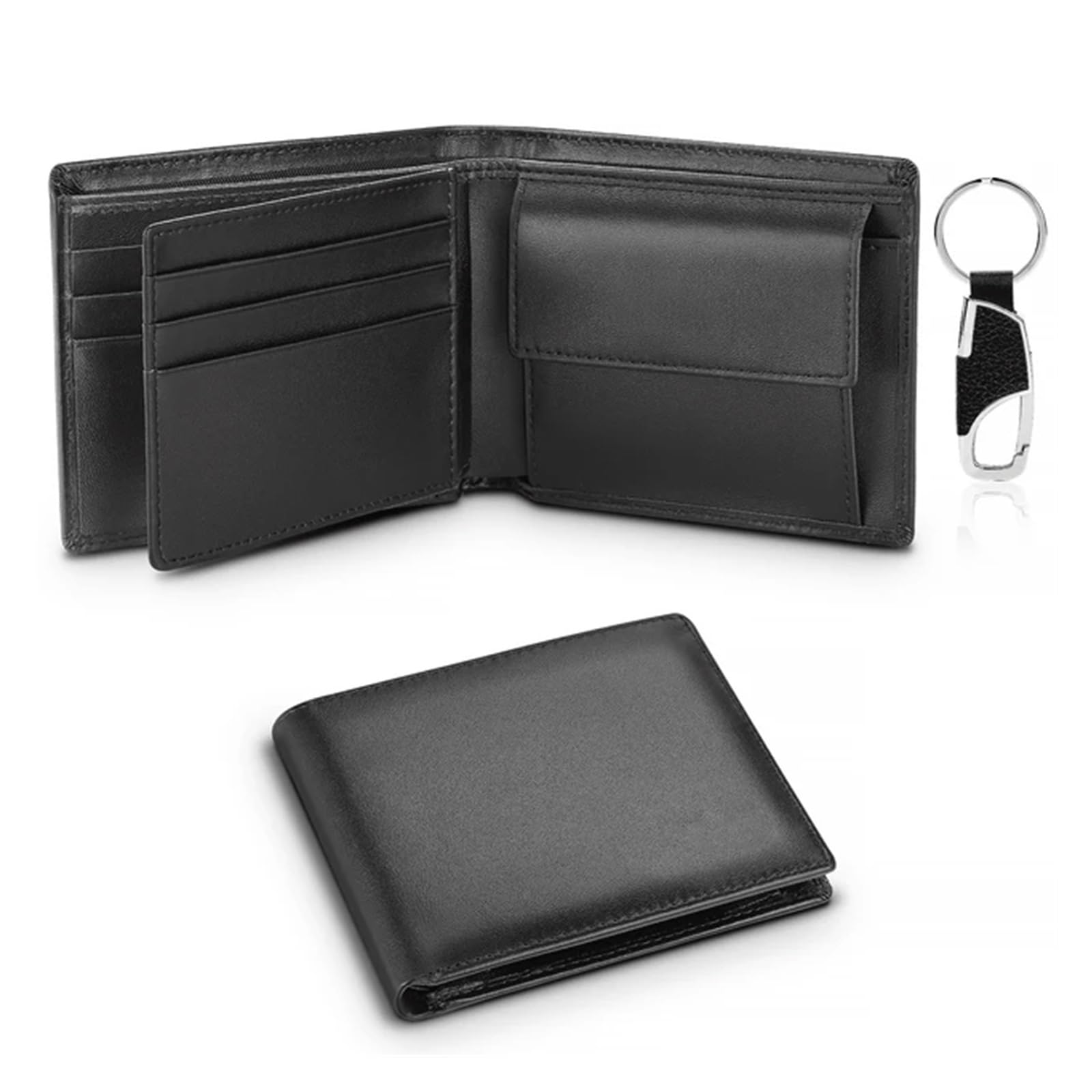 Portefeuille homme cuir noir pour organiser cartes et monnaie