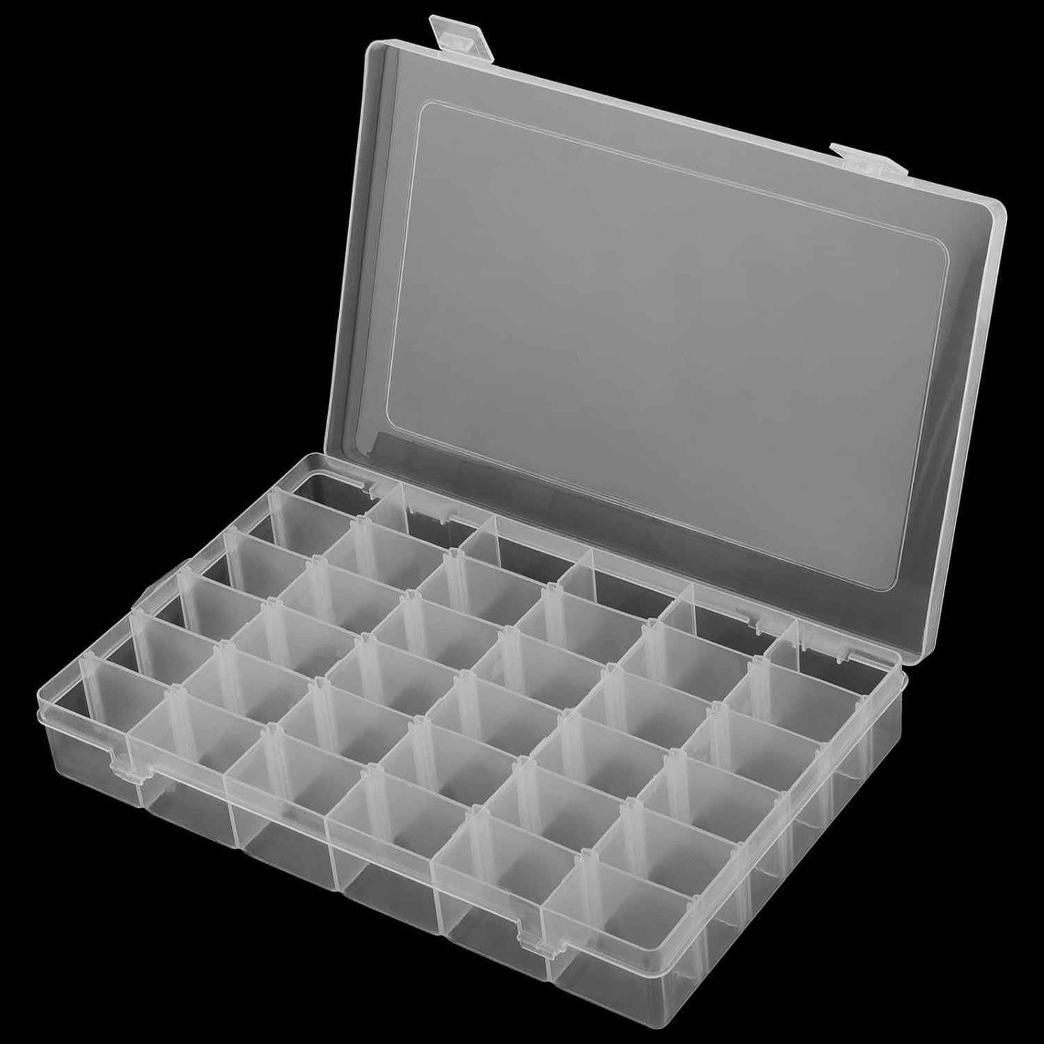 6 Pezzi Scatola con 36 Scomparti, Scatole Portaoggetti Plastica 27.5 x 17.8 cm, con Divisori Regolabili, Contenitore Transparenti per Perline, Snack, Orecchini