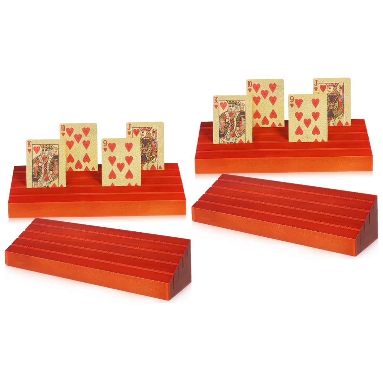 Kisangel 4piezas Base de Madera para Naipes Porta Cartas para Adultos Bandeja para Cartas para Mesa Bridge Fiestas