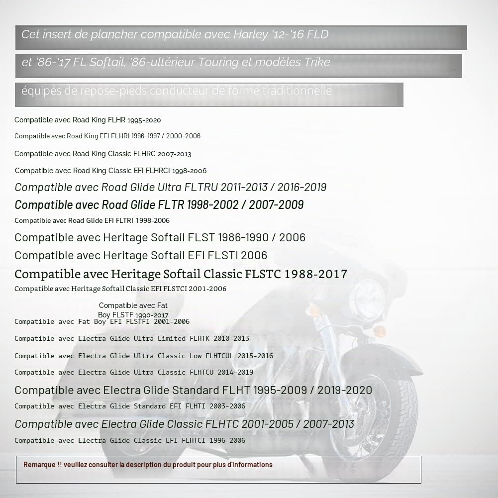 WATERWICH Repose-pieds avant conducteur compatible avec Harley Davidson Touring Road Glide Electra Glide Heritage Softail Road King