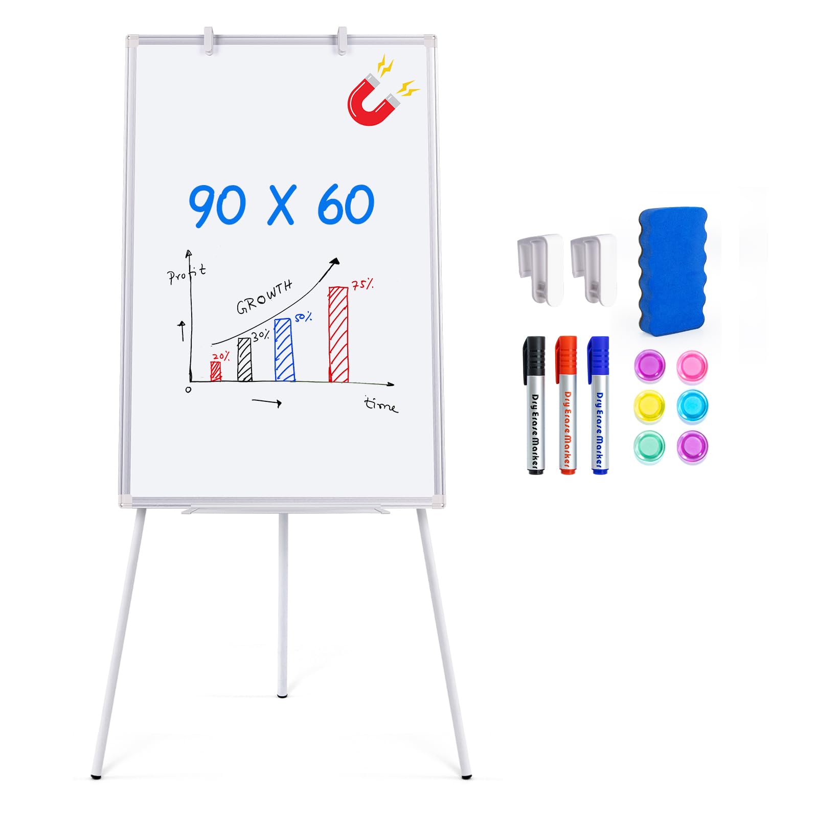 Flip Chart Whiteboard 60x90cm, Magnetic Whiteboard with Stand, Portable Lightweight Flipchart for Home, Office, SchoolThe Forest Stewardship Council