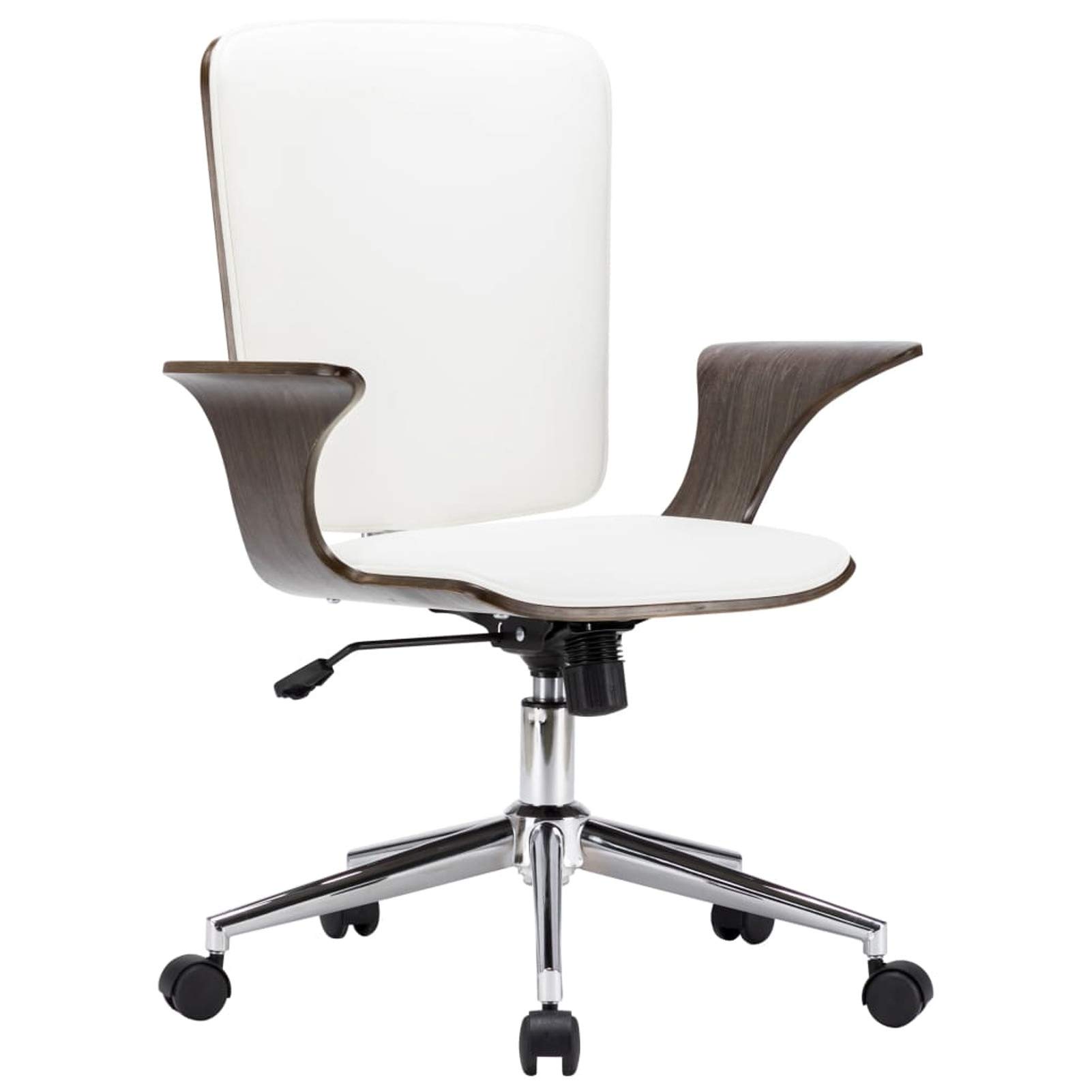 Xichuzi Silla de Oficina giratoria Cuero sintético Madera Curva Blanco, Silla Ergonómica, Office Chair, Silla Ordenador, Silla Despacho