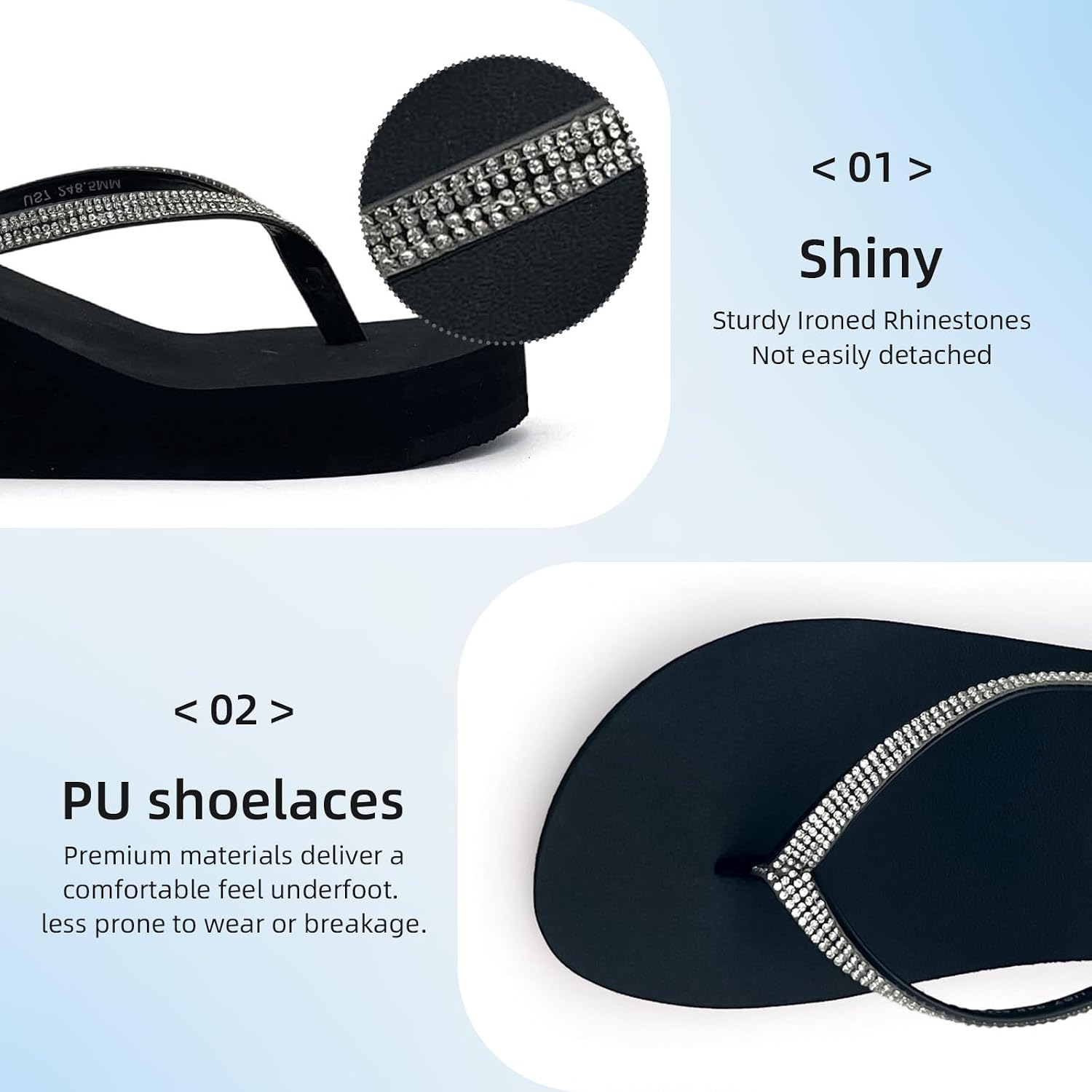 xinran & shengli Women Platform Flip Flops Rhinestone WedgeSandal Comfortable Dressy Home Heel Slippers