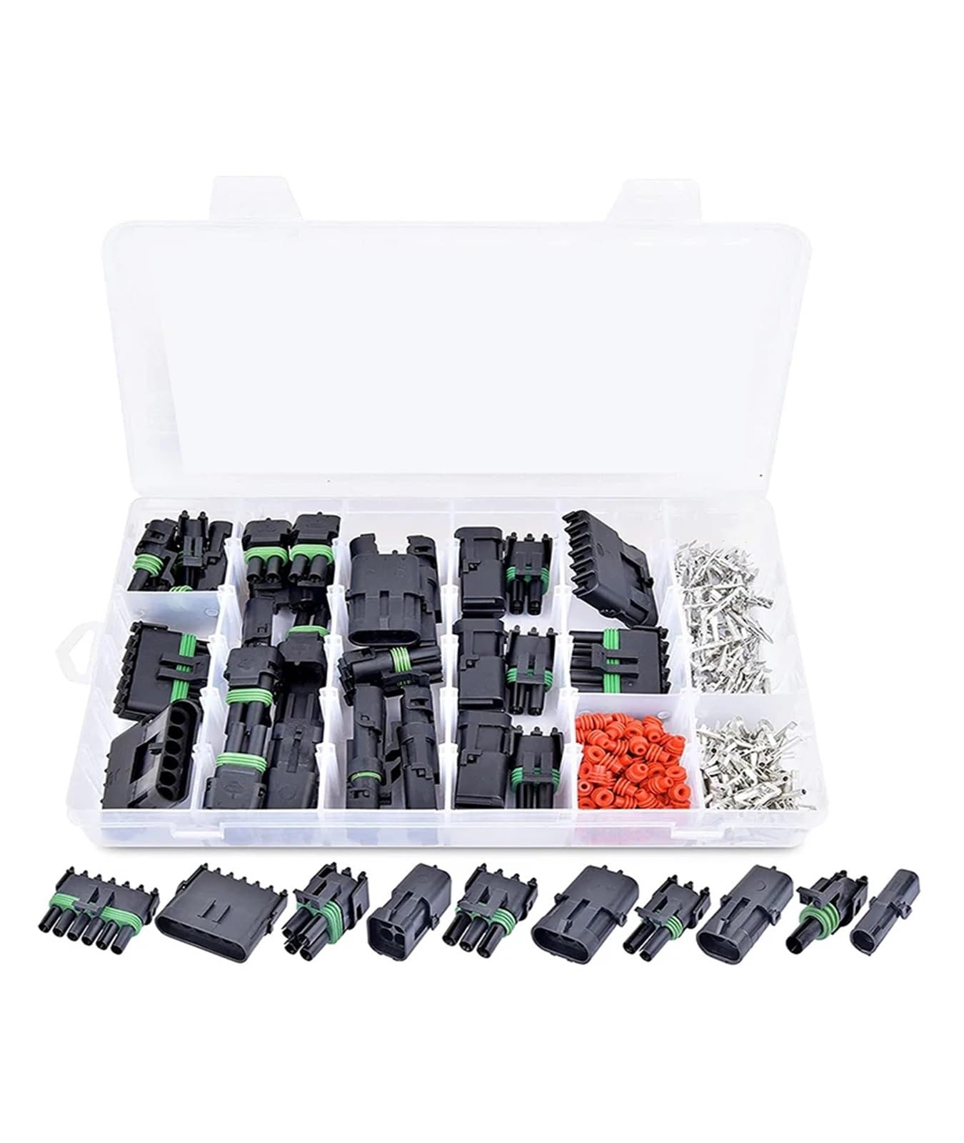 360Pcs Automotive Electrical Connector 1/2/3/4/6 Male Female Pin 18-13AWG Automotive Wire Connector Kit