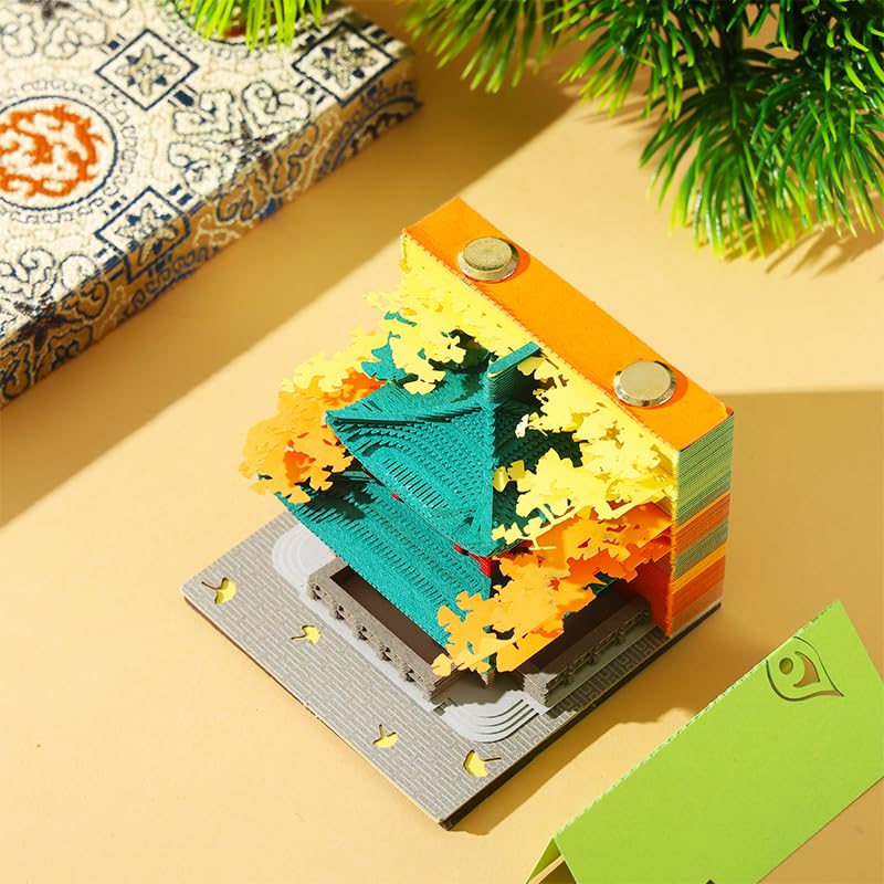 Buddhist Pagoda Tear-Off Notepad | Jiming Temple Laser-Carved Memo Cube | Zen Meditation Notebook for Desk Organization (Ming Dynasty Architecture)​ (Complete set (one each of 5 styles))