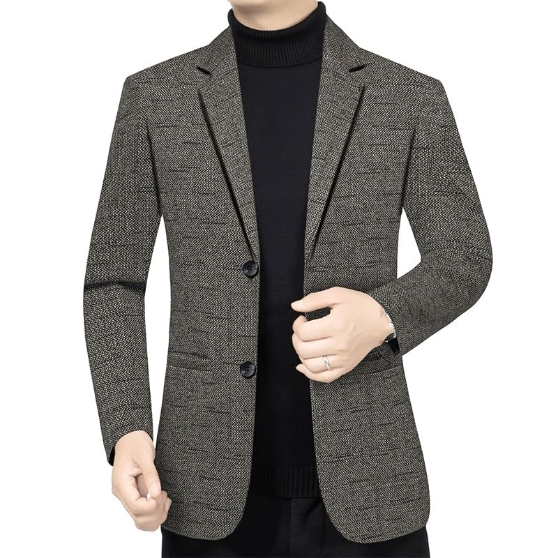 Suit Jacket Mens Tweed Brown Slim 2-Button Cotton Lightweight Blazers Jacket Sport Coat for Prom Homecoming