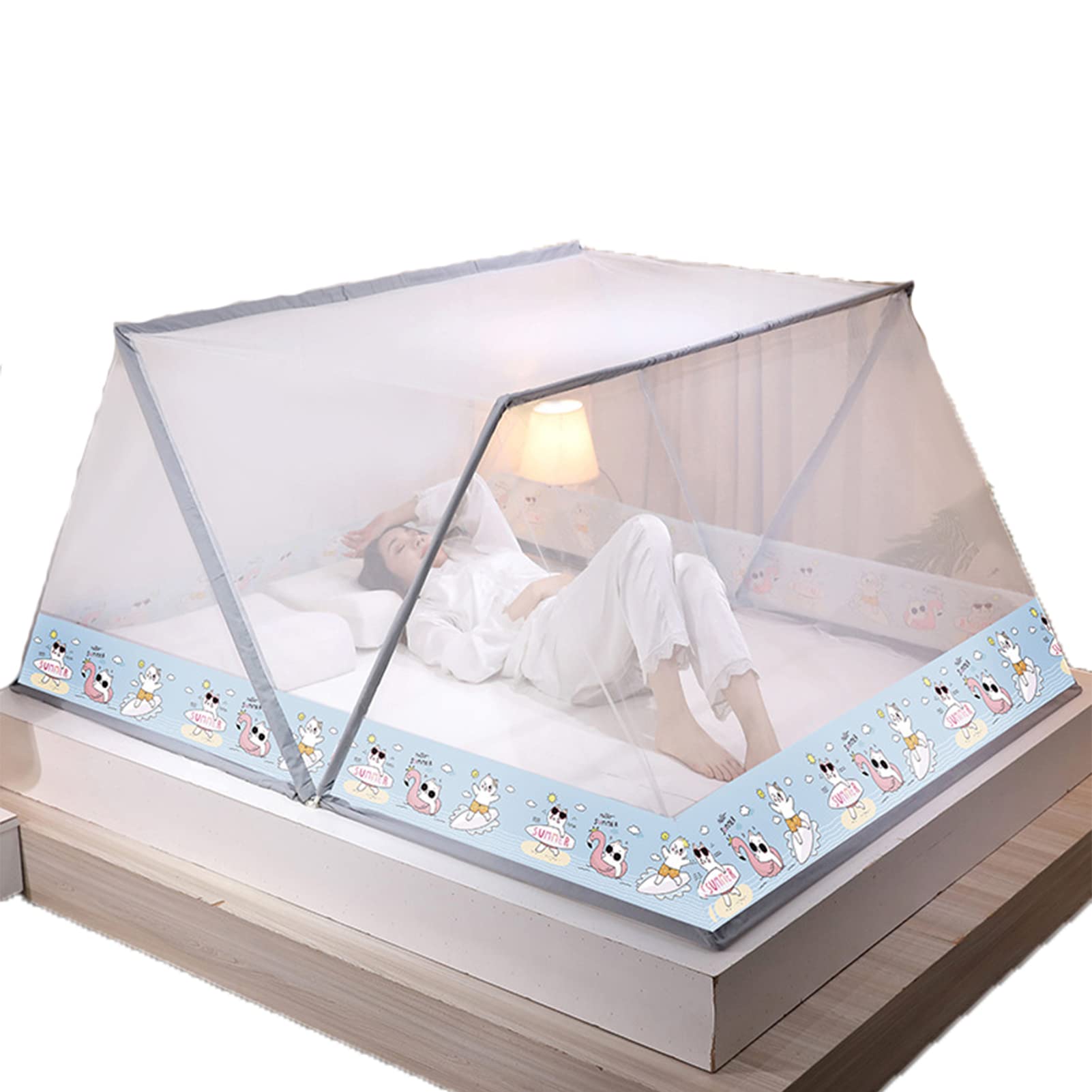 GJMSSMY Mosquito Net For Bed,Portable Folding Mosquito Net Travel Mosquito Net Home Mosquito Tent Foldable Mosquito Net Easy Installation,E,160 * 190 * 100CM