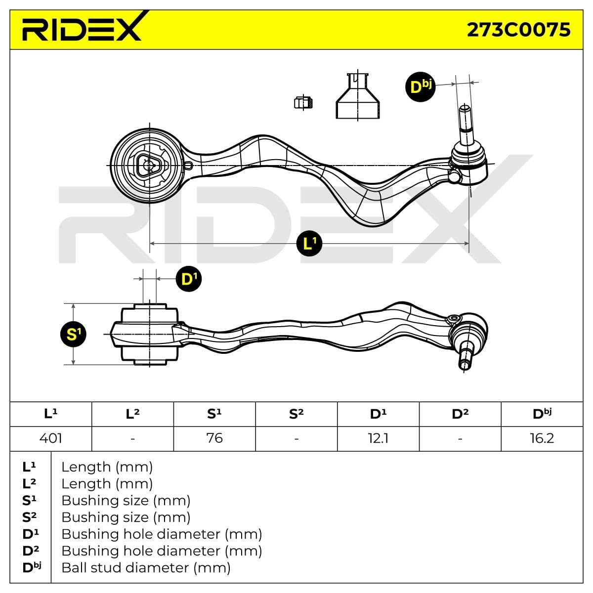 RIDEX 273C0075 Braccio oscillante sospensione ruota con grasso sintetico con snodo portante/di guida con dado Compatibilità con BMW 3 Sedan E90